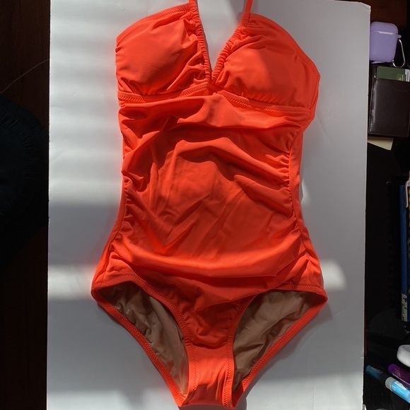 J. Crew Neon Ruched Halter Swimsuit - Picture 5 of 5